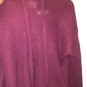 burgundy hand knitted hoodie!